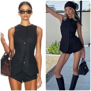 New! Helsa Linen Button Tunic Vest in Black 🖤 Small NWT!